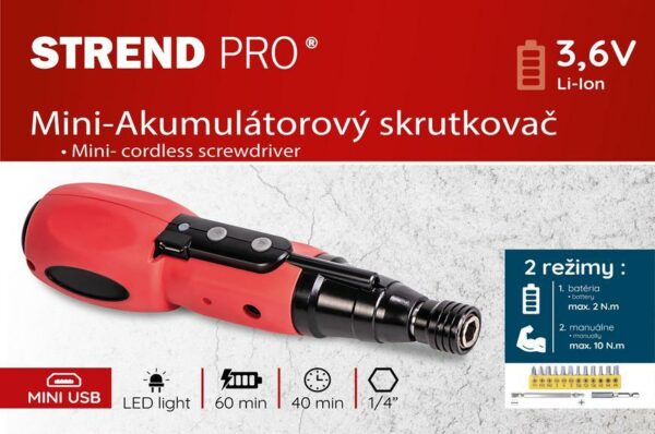 Skrutkovac Strend Pro NPT SDD3.6V akumulatorovy 12 bitov 12