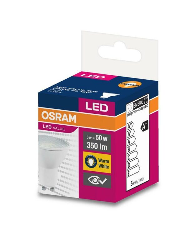 Ziarovka OSRAM® LED GU10 50 ean8678 120° 5W2700K Value PAR16 1