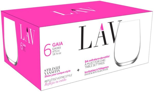 Pohar Gaia LAV skleneny na vodu 475ml 70x111mm bal 6ks 2