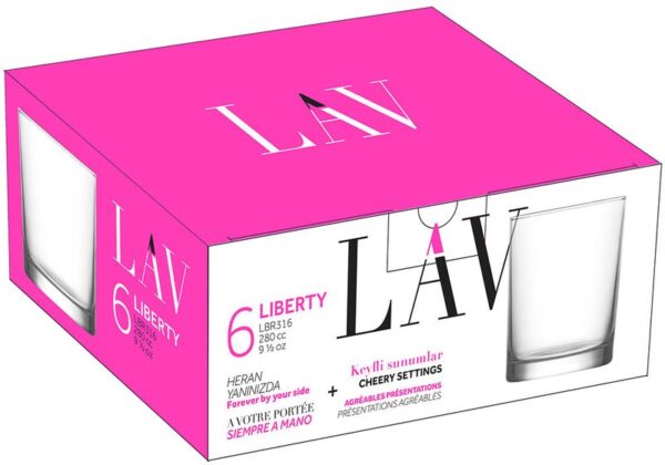 Pohar Liberty LAV skleneny na whisky 280ml 74x88mm bal6 ks 2