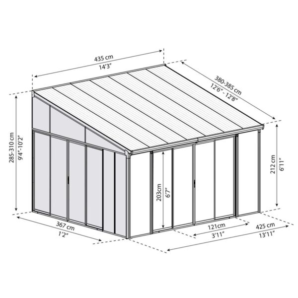 Palram Canopia Torino 4 x 425 antracit 4