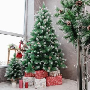 Stromcek MagicHome Vianoce Albero jedla zasnezene konce so siskami 180cm