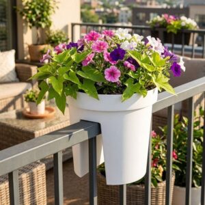 Kvetinac Strend Pro Modern Railing na zabradlie 255x28cm biela 1