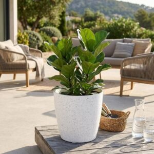 Kvetinac Strend Pro Stone 28x26 cm biely efekt kamena 1