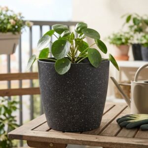 Kvetinac Strend Pro Stone 28x26 cm cierny efekt kamena 1