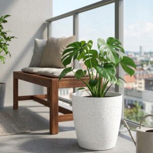 Kvetinac Strend Pro Stone 35x35 cm biely efekt kamena 1