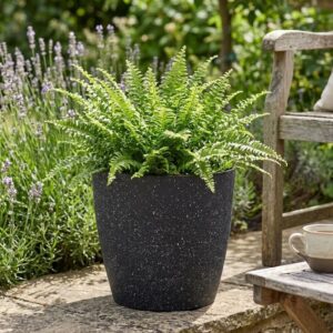 Kvetinac Strend Pro Stone 35x35 cm cierny efekt kamena 1