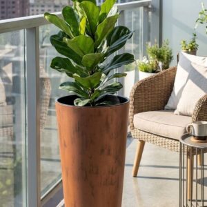 Kvetinac s vlozkou TUBUS Slim Corten 400x762 mm medeny vzhlad 1